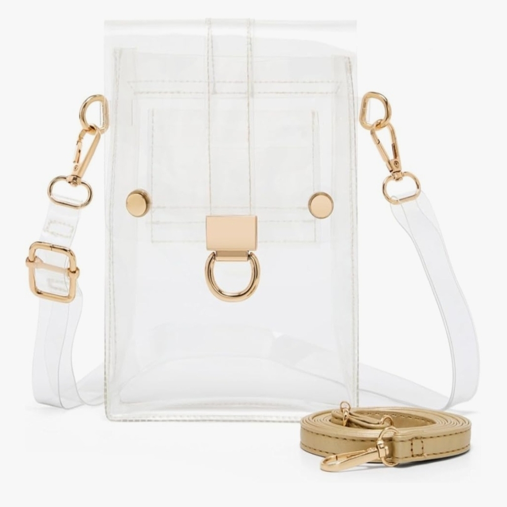 Transparent Crossbody Bag with Gold Accents